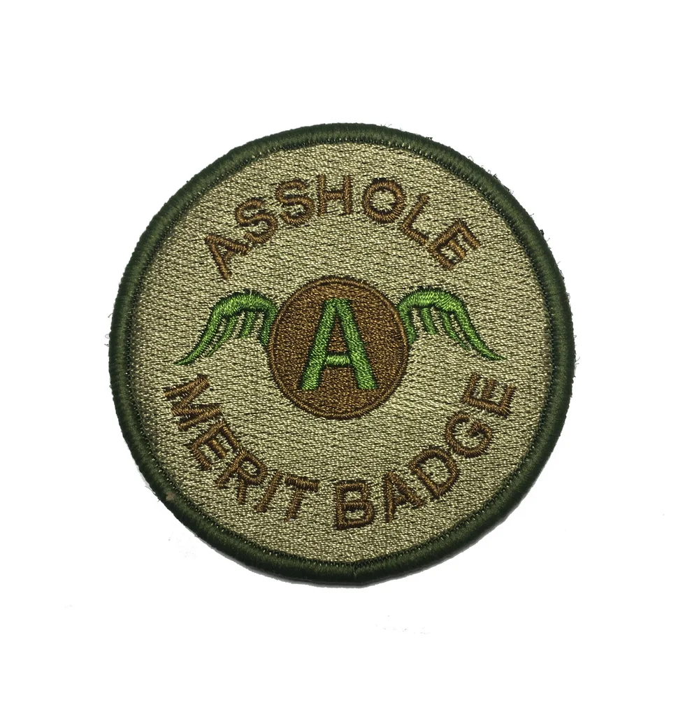 A*hole Merit Badge - Unique & Playful Embroidery | Tactical Stubby Coolers