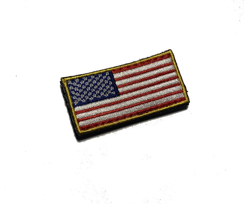 American Flag Embroidered Patch Reverse Black White w/Velcro Brand Fastener