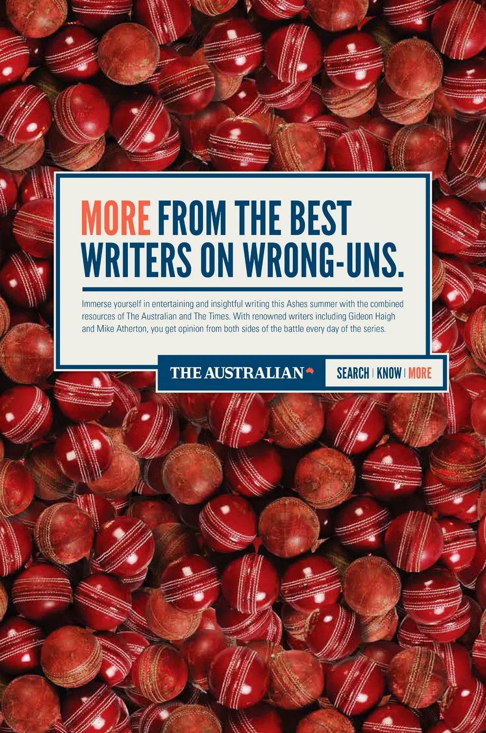Advertisement for the Ashes Cricket Series for The Australian newspaper