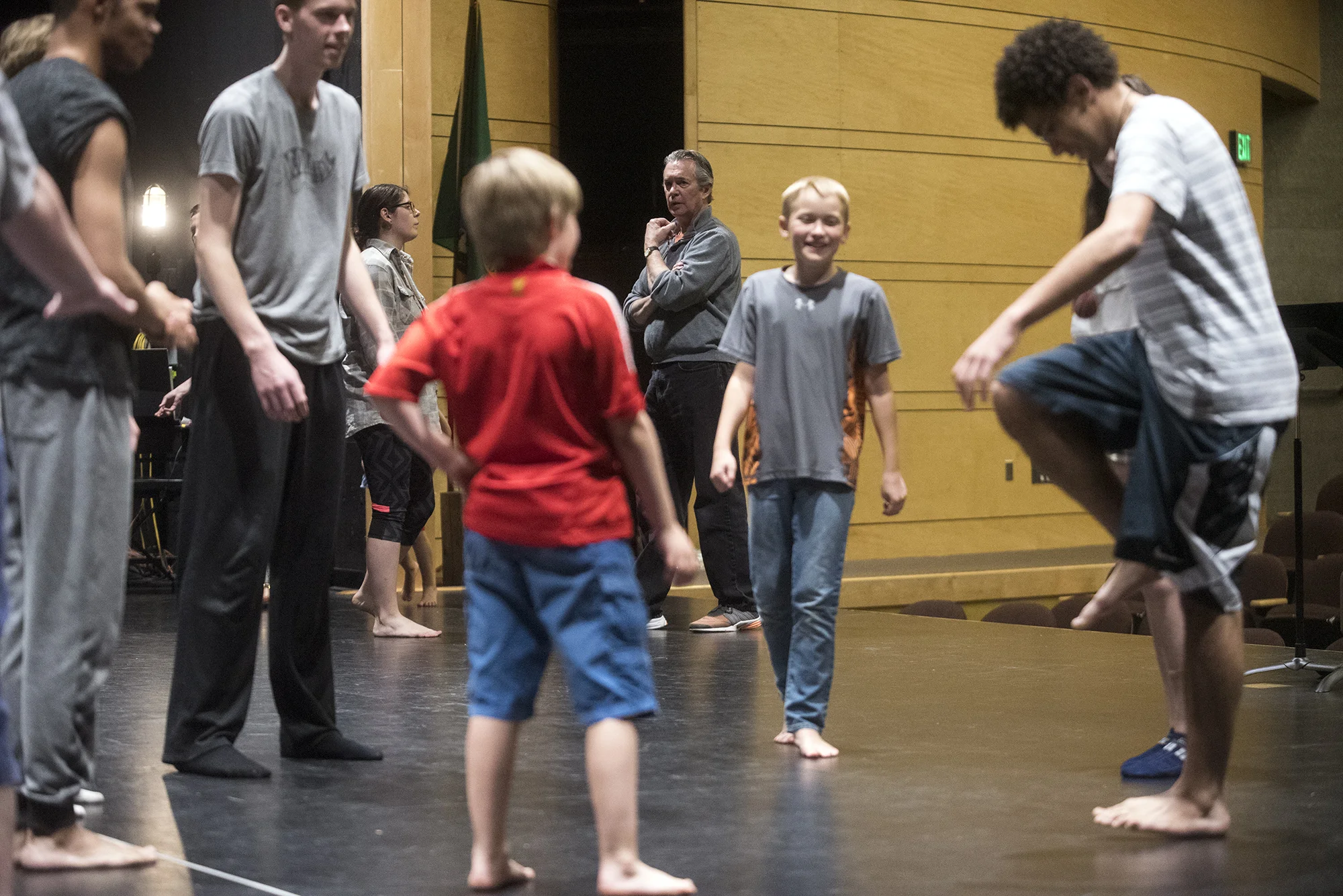  The cast of "Once on This Island" plays hacky sack during a break in a rehearsal on Tuesday, May 19 at the Corbet Theatre in Centralia. 