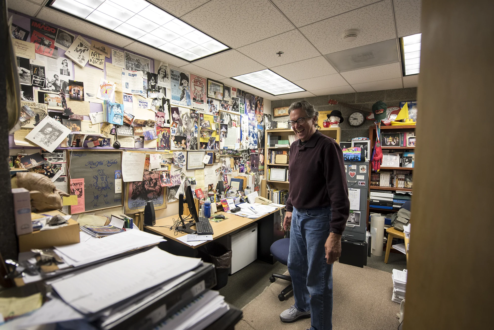  Tyrrell's office is lined with over 300 pictures from various plays, performers and moments outlining his 25 years as the head of the drama department at Centralia College. "Every picture is a reflection of my life," he said. "It's a tribute to a li