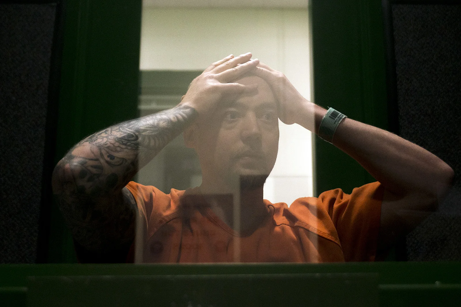 Forrest Amos answers questions from a Chronicle reporter on Tuesday, June 24, 2014, at the Lewis County Jail in Chehalis, Wash.