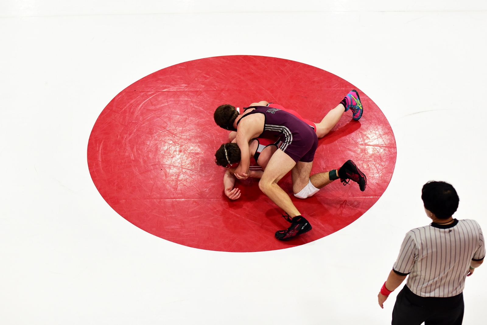 W.F. West's Drew Alexander battles Tillamook's Leo Morales at 160-pounds during the Bearcat Invite on Saturday, Jan. 10, 2015 in Chehalis, Wash. 