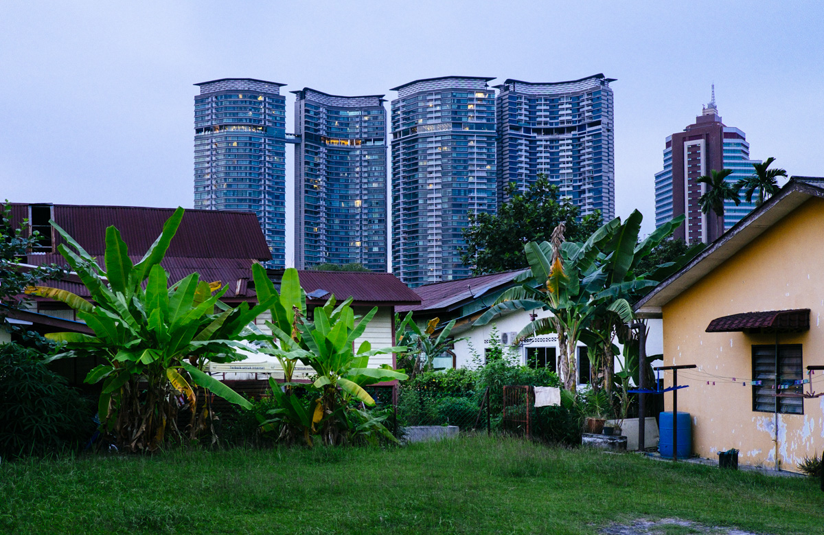 Contrasts in architecture at Kampung Baru, Kuala Lumpur.