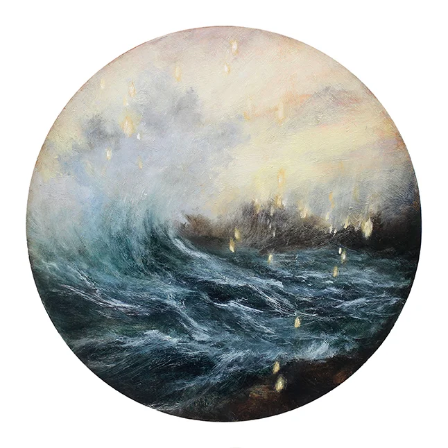 Higher Places, Oil on board, 30cm diameter
