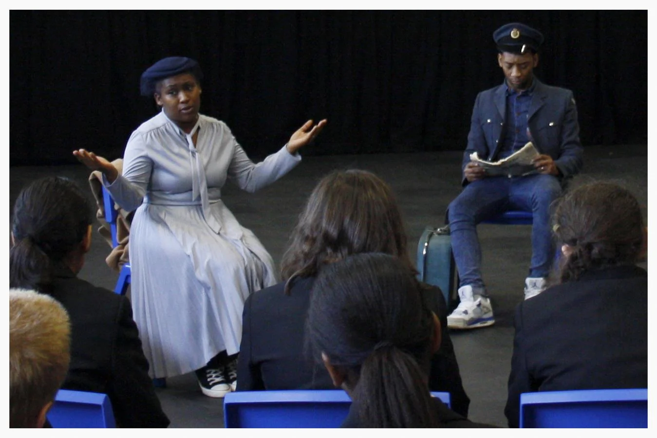 Students watched a performance by Gazebo which described the real experiences of two migrants who moved to Wolverhampton in the 'Windrush Era'.