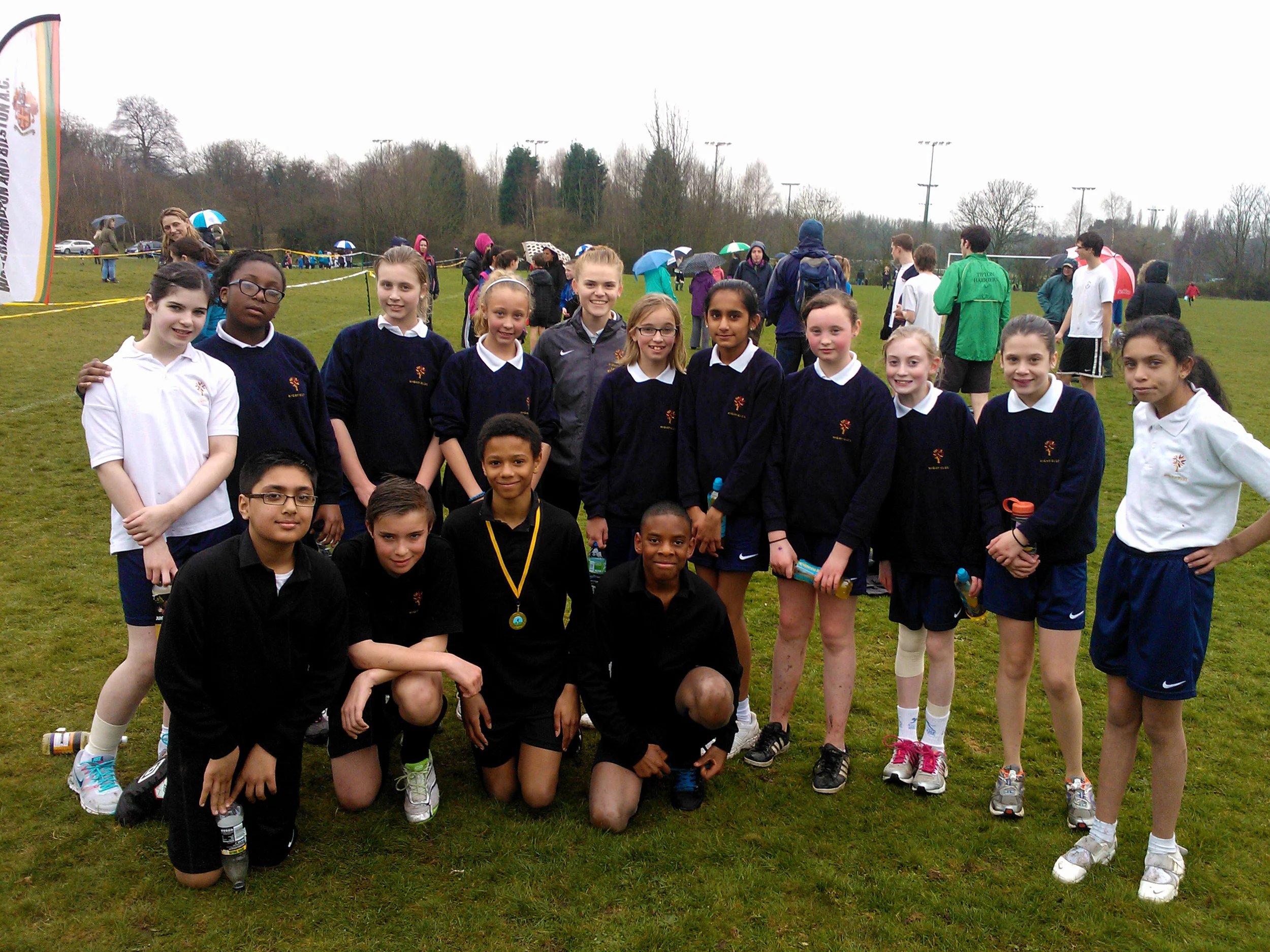The Cross Counties Team Hannah Campion, Emily Kilmister, Hannah Griffiths, Kacie-Leigh Evans, Shannon Ratcliffe, Emily Walker, Harpal Khela, TJ Mullings, Destiny Williams, Ameika Smith, Eloise Jones, Luke Payton, Georgie Harris, Karisma Bhattia and Adam Saul-Brad dock.