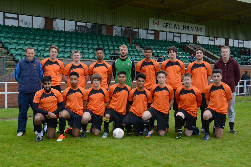 Highfields Sixth Soccer Team line up for the Wolverhampton Schools U19s Cup Final