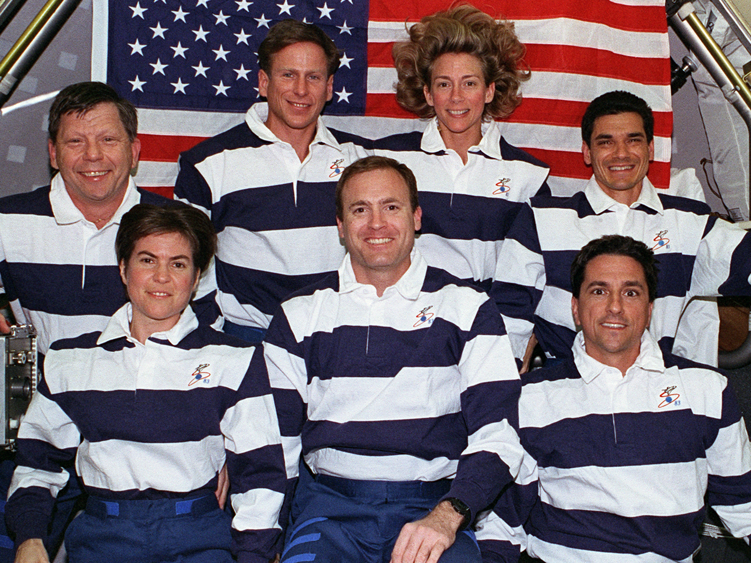  STS-83 crew portrait aboard Columbia. 