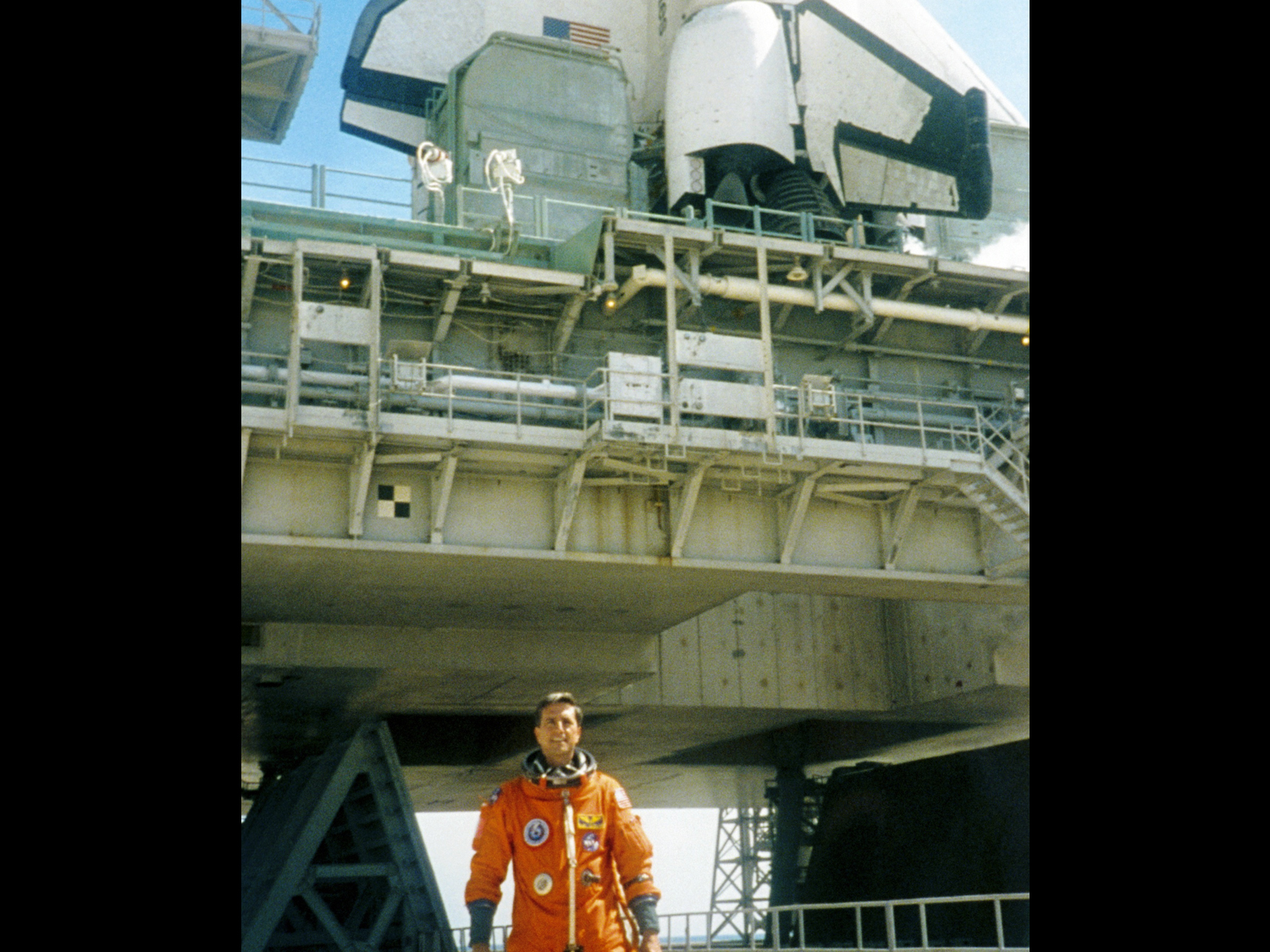  Standing at the base of Columbia on launch morning July 1, 1997 (photo Don Thomas) 