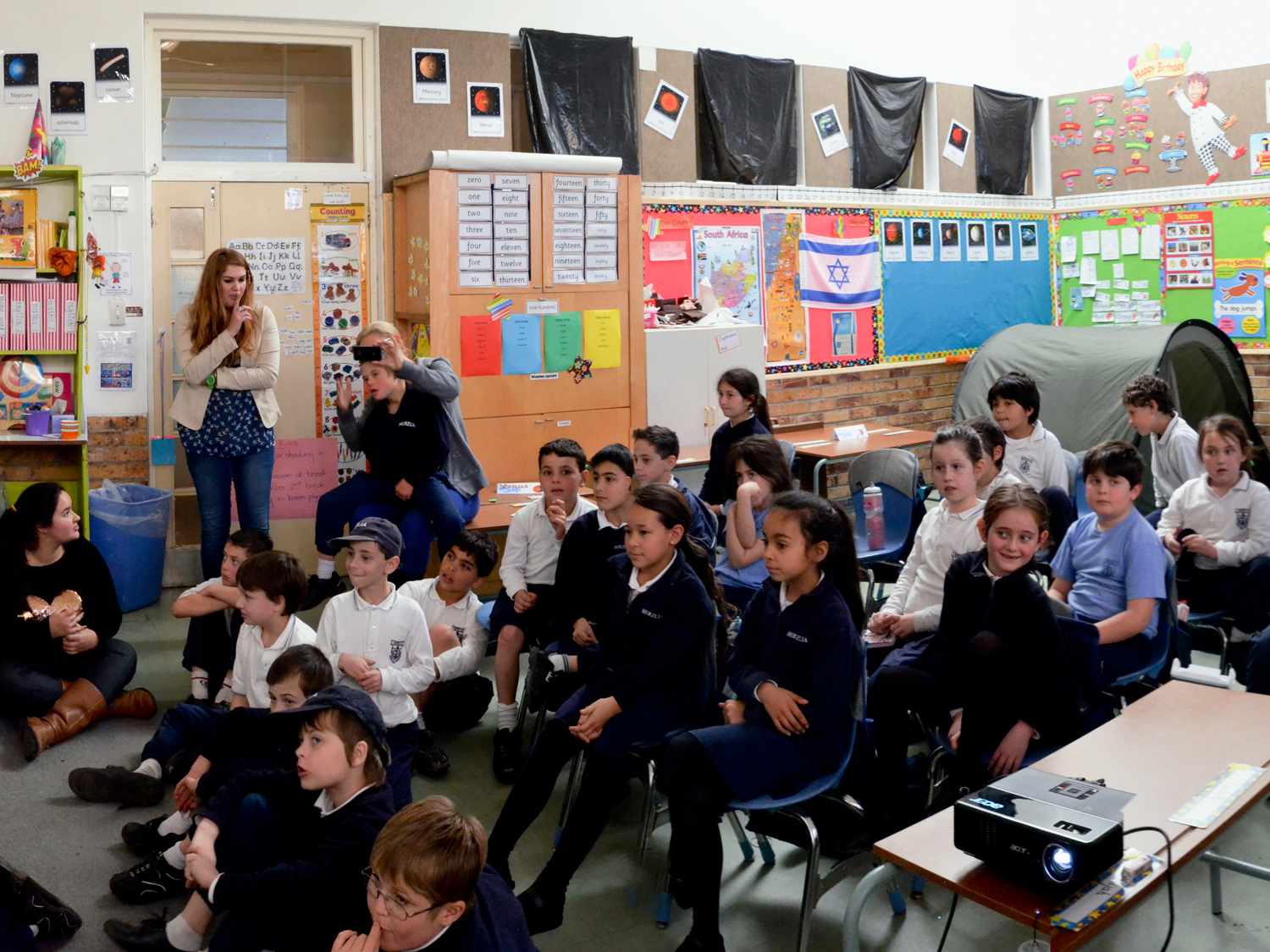 Engaging and inspiring students halfway around the world! (photo Steve Sherman/Living Maths)