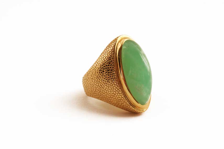 Hammered 18k Chrysophrase Ring