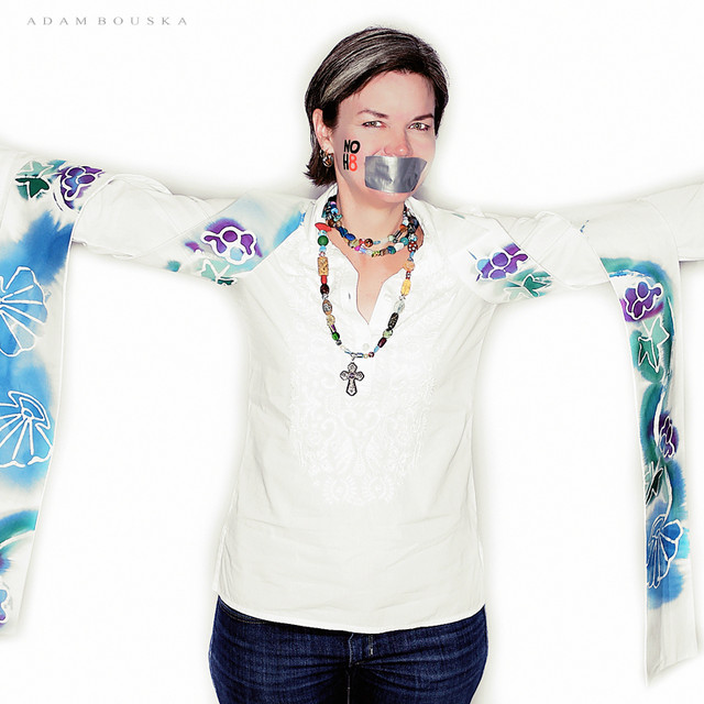 She’s the preacher. Duct tape off for preaching.