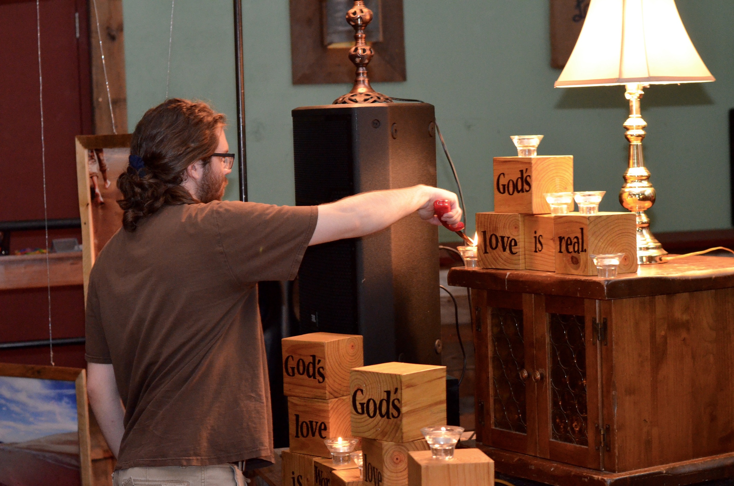 The church works each week to turn Reds Roadhouse into sacred space.