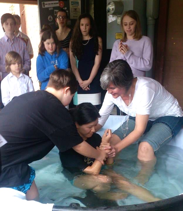 Song's baptism, by Vera and Katie, Easter 2015.