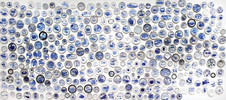The Last Supper 1999 – Present Cobalt blue mineral paint on kiln-fired ceramic plates. Toni Acock, technical advisor