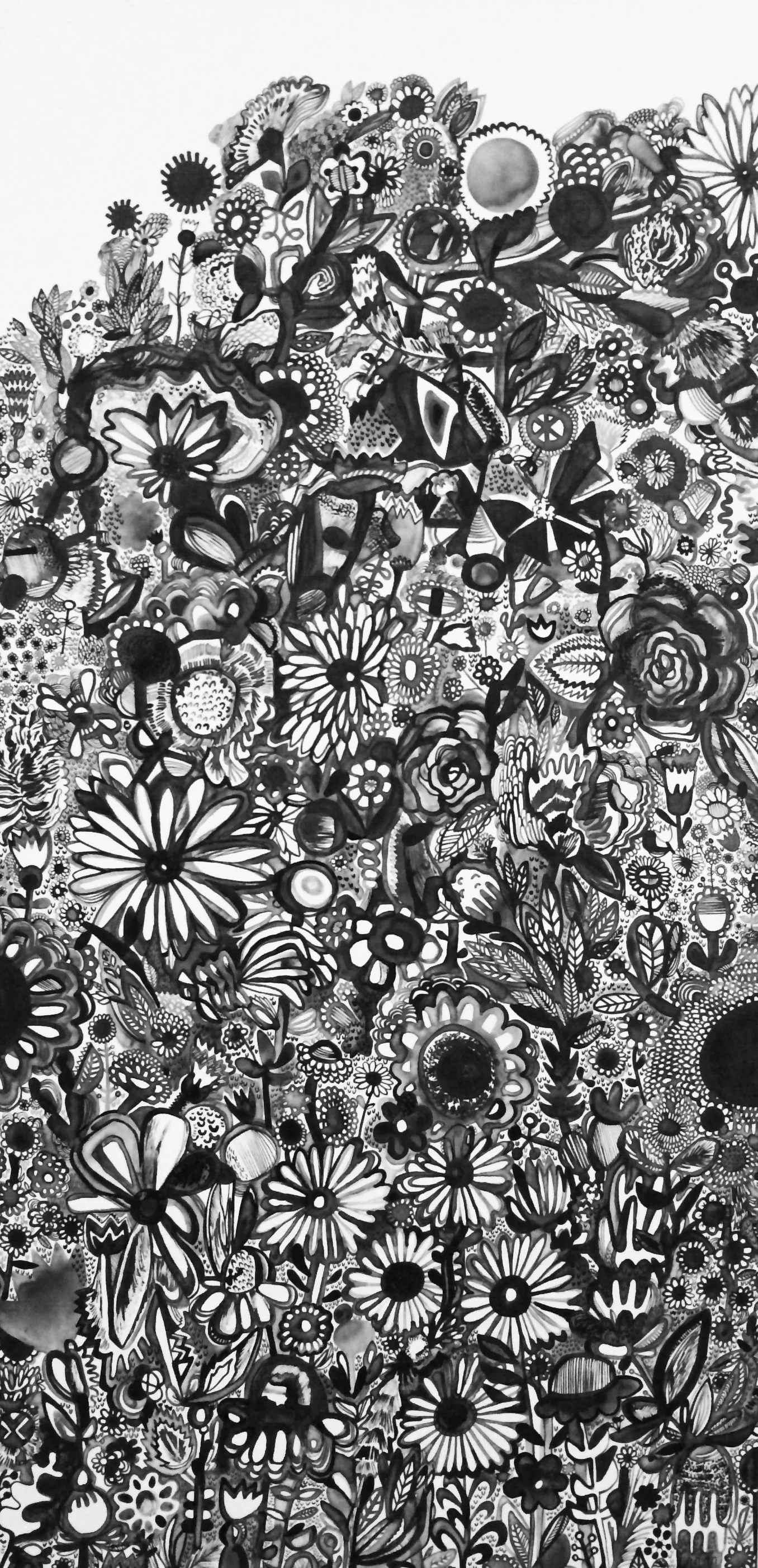 Rebeca Raney Flower Power, 2014 Ink on panel 36" x 18" Retail Value: $1,000 Opening Bid: $350