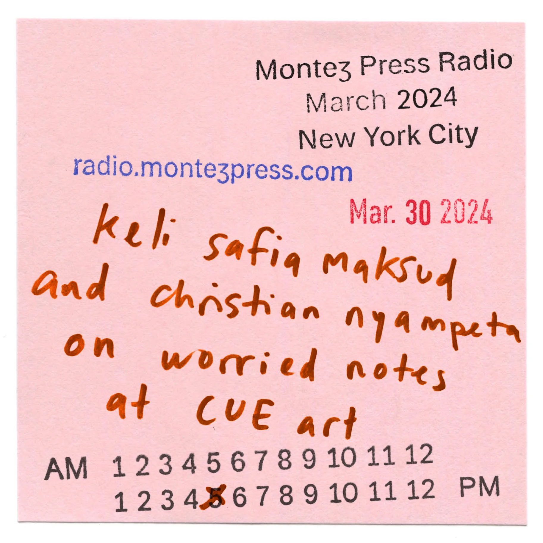 on worried notes at Montez Press Radio