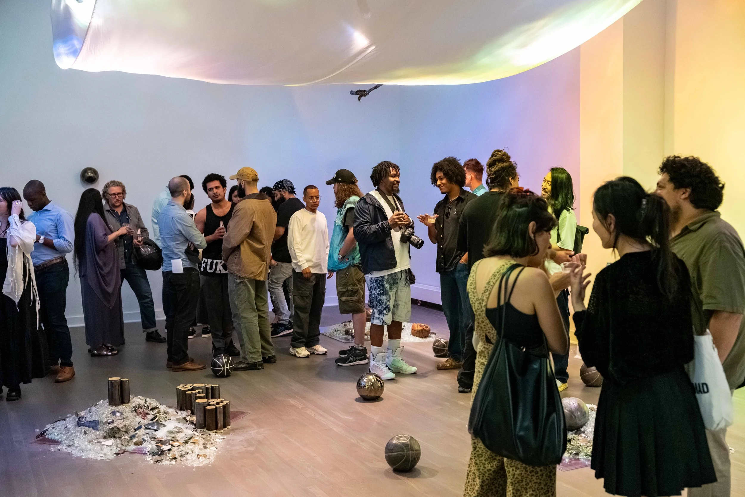 Opening reception of  Boomerang  by Jairo Sosa. Presented by CUE Art, 2025. Photo by Leo Ng.