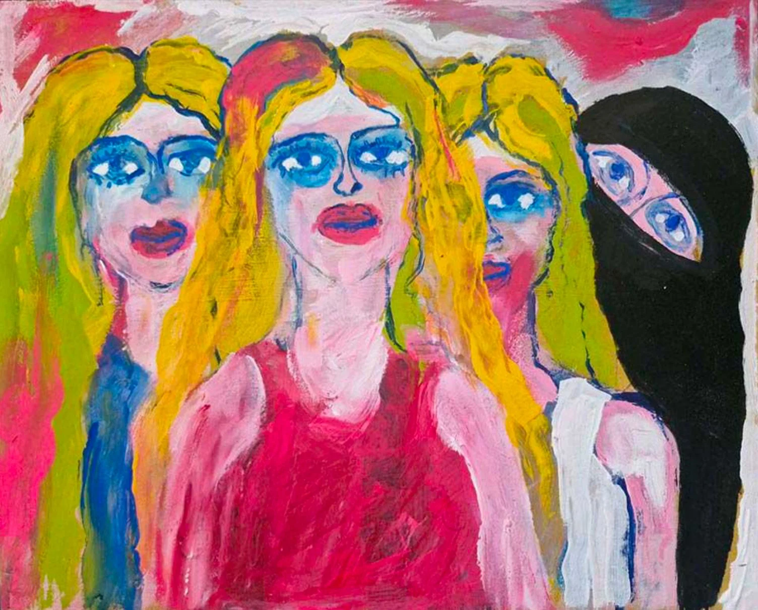 woman with chador peering behind several blonde women_edit.jpg