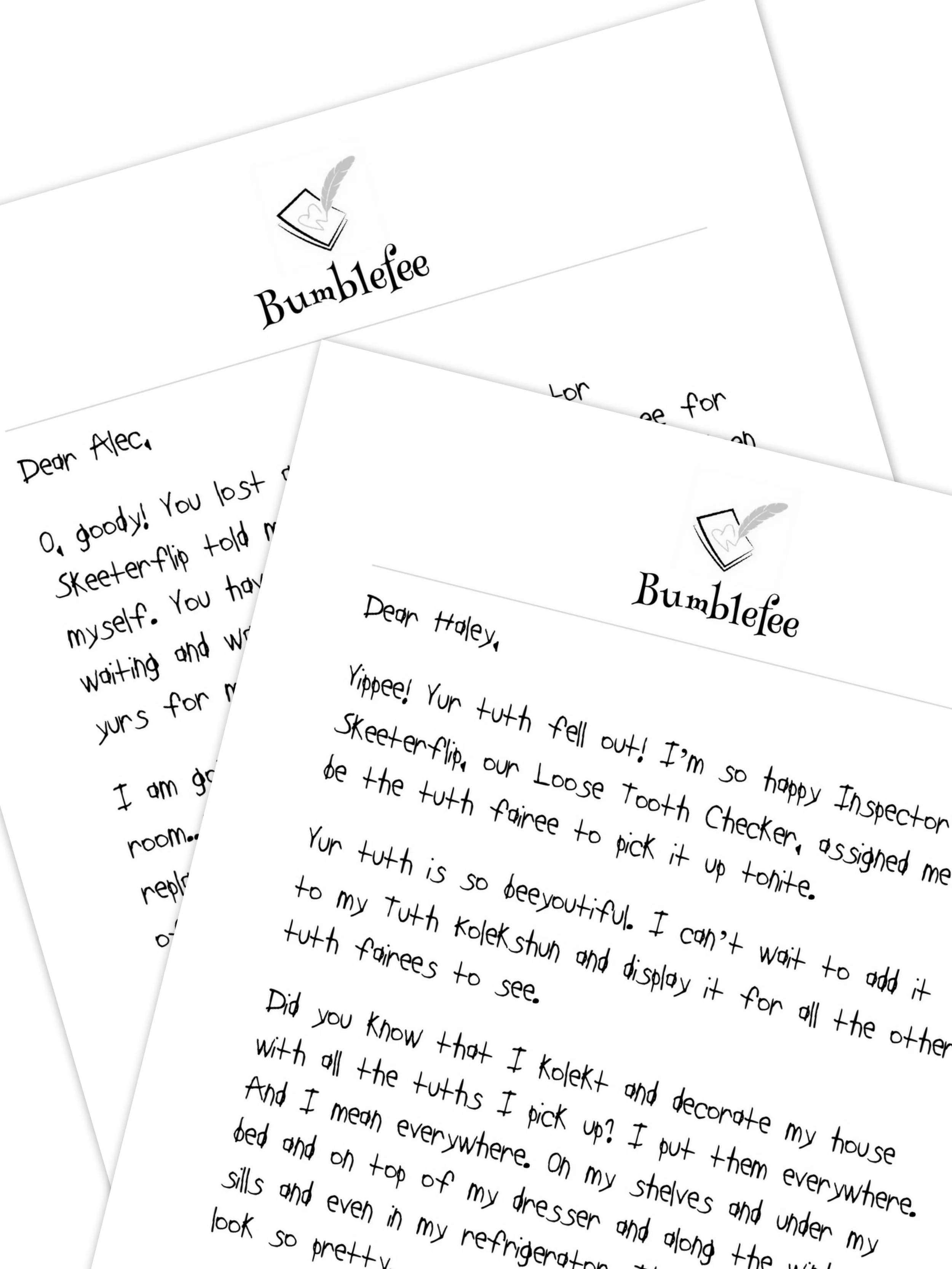 Bumblefee Letter Bundle (2 Teeth Losses)