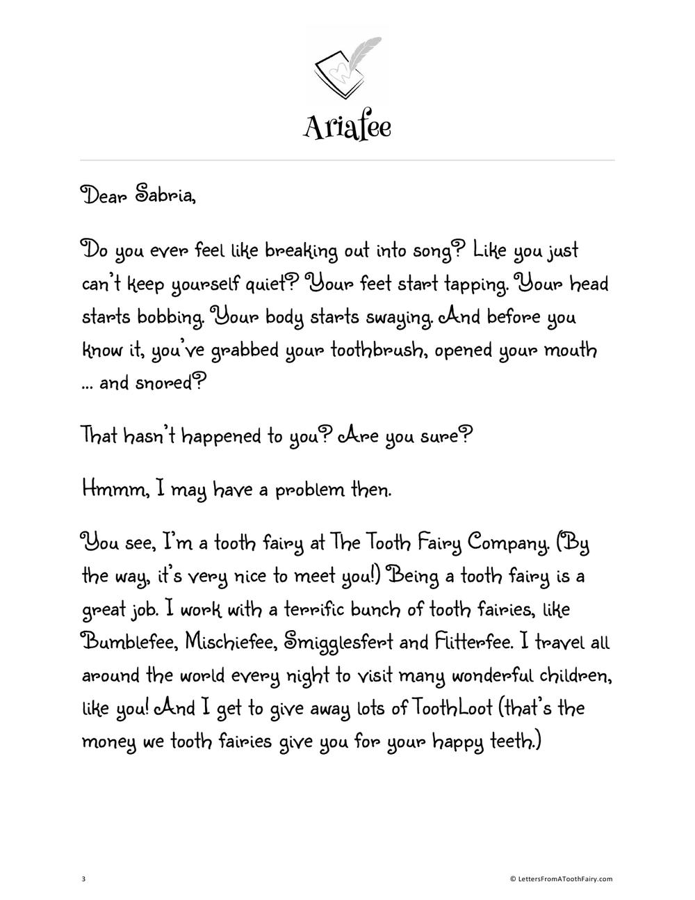 Free Tooth Fairy Letters — Letters from a Tooth Fairy Pertaining To Tooth Fairy Letter Template