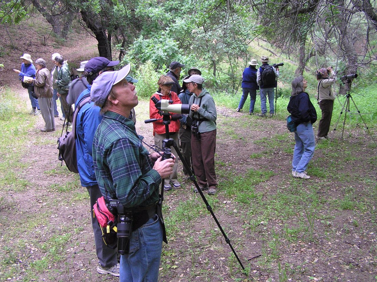 THE AUDUBON SOCIETY visits Meher Mount on April 11, 2009, to enjoy bird watching in this semi-wilderness area. (Ray Johnston photo, 2009.)