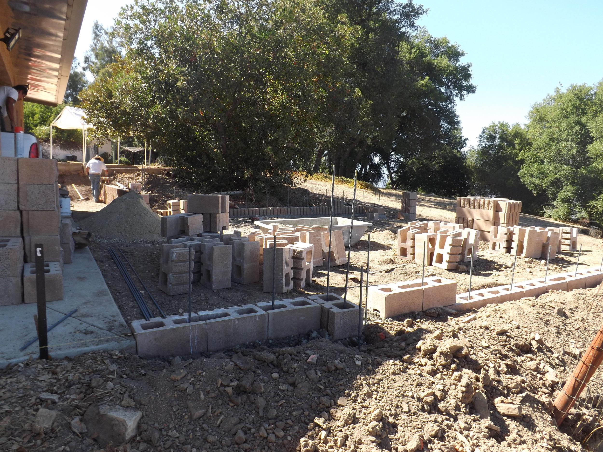 CONSTRUCTION for the Topa Topa Patio finally gets underway in September 2012, more than four years after the initial plan was conceived the for the patio. (Leslie Bridger photo, 2012.)