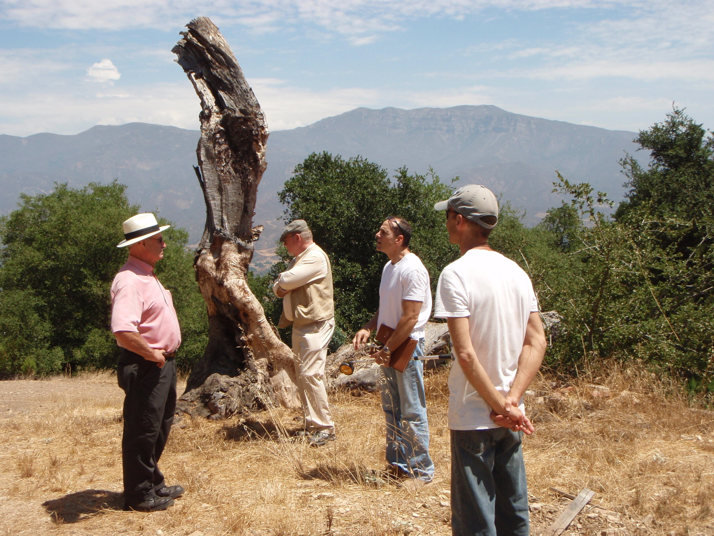DISCUSSING THE PLANS AND ACTUAL CONSTRUCTION are Sam Ervin (chair), Byron Pinckert (architect), Dusttin Paren (contractor), and Leslie Bridger (manager/caretaker). (Margaret Magnus photo, 2012.)