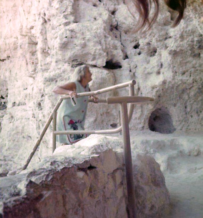 AGNES BARON in 1972 exploring Montezuma Castle National Monument in Arizona. (Photo: Martha Aubin)
