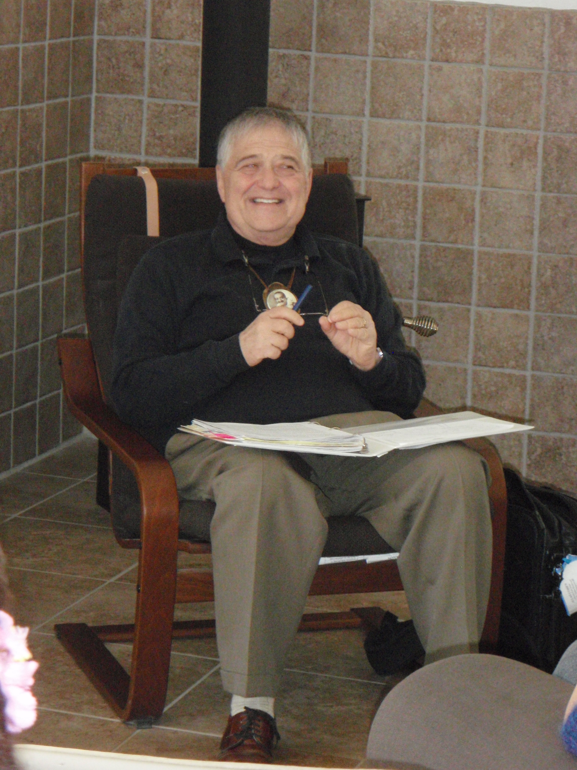 DR. ALLAN Y. COHEN sharing stories of his drug prevention work. He was the guest speaker for Meher Baba's Birthday celebration at Meher Mount in February 2013. (Photo: Sam Ervin)