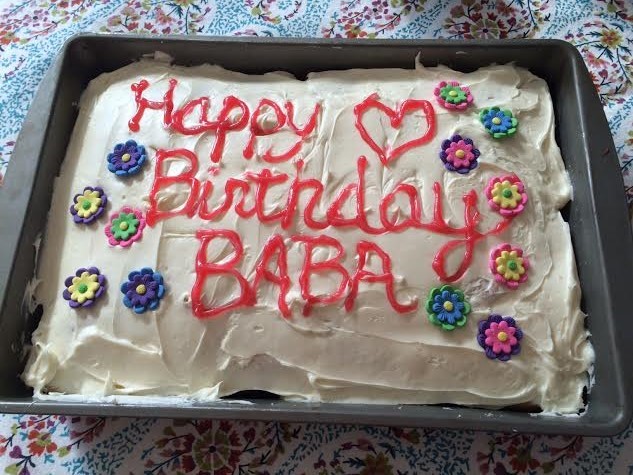 BIRTHDAY CAKE lovingly made by Manager/Caretaker Ginger Glasky for Avatar Meher Baba's birthday at the 2016 open house at Meher Mount. (Photo: Buzz Glasky)