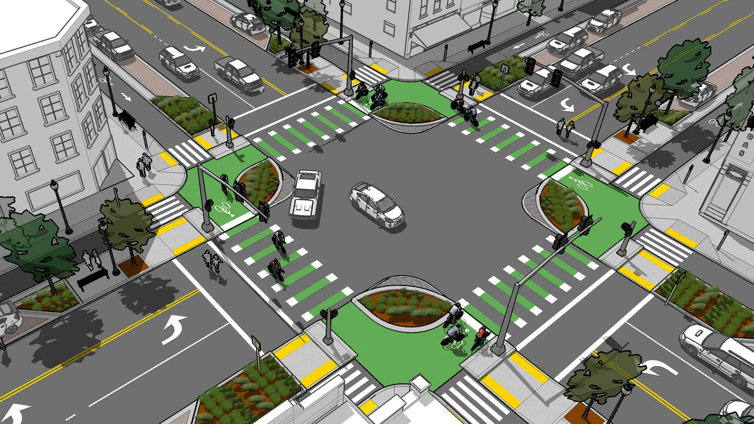Example of a Protected Intersection from an unknown city in the U.S.