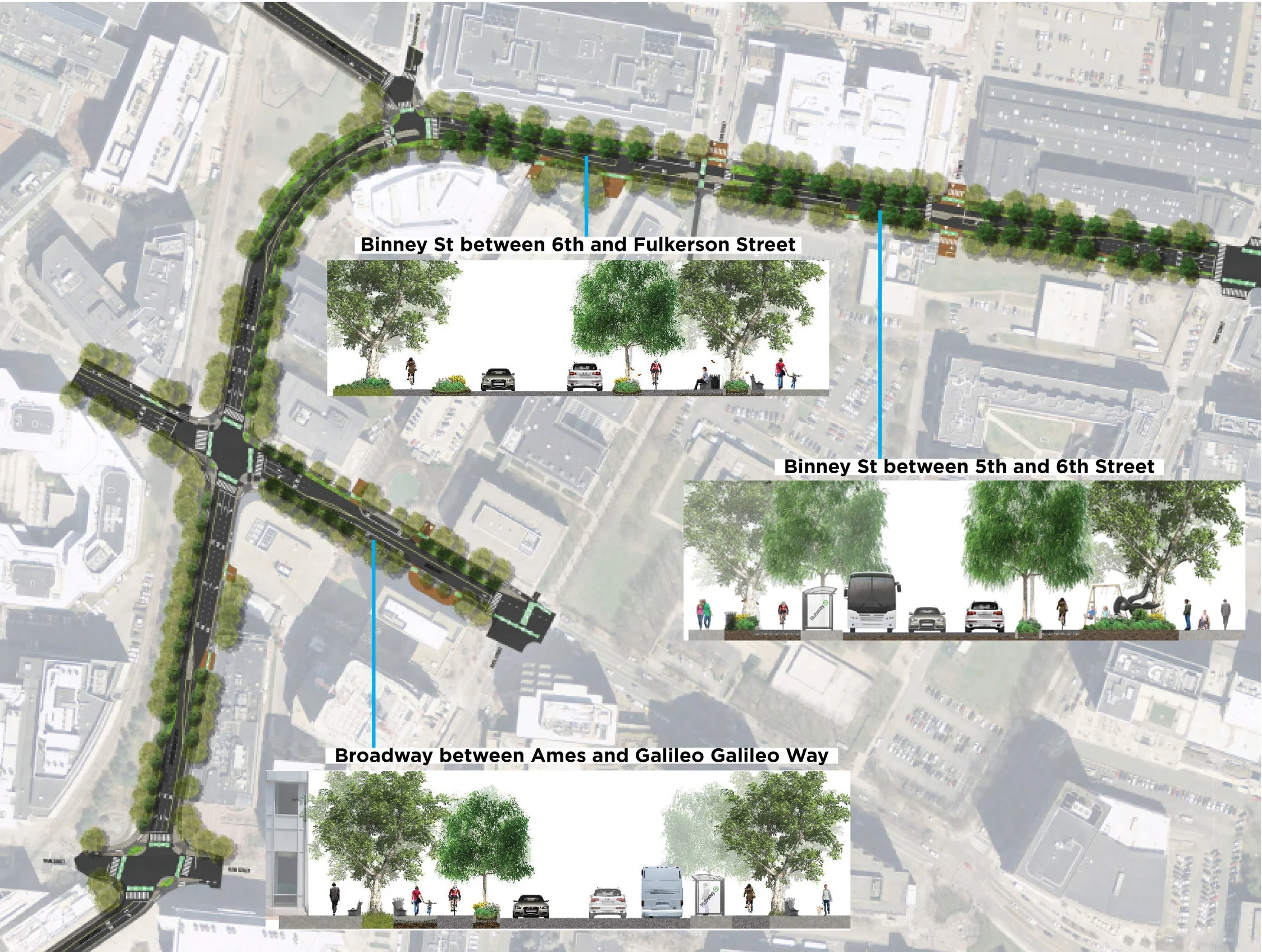 Project Scope - Galileo Galileo Way and parts of Broadway and Binney Street