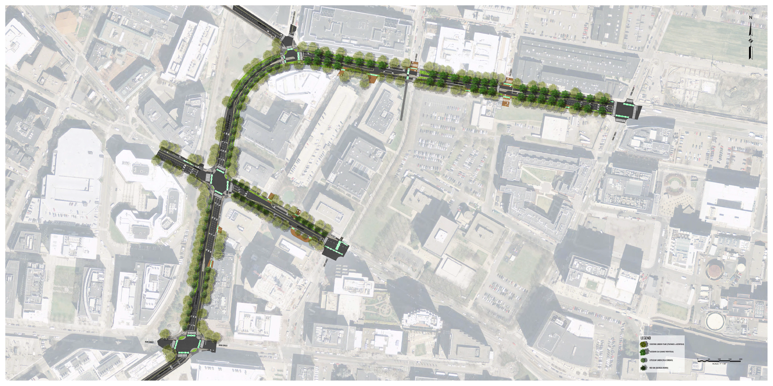 Binney/Galileo/Broadway Streetscape Design Area