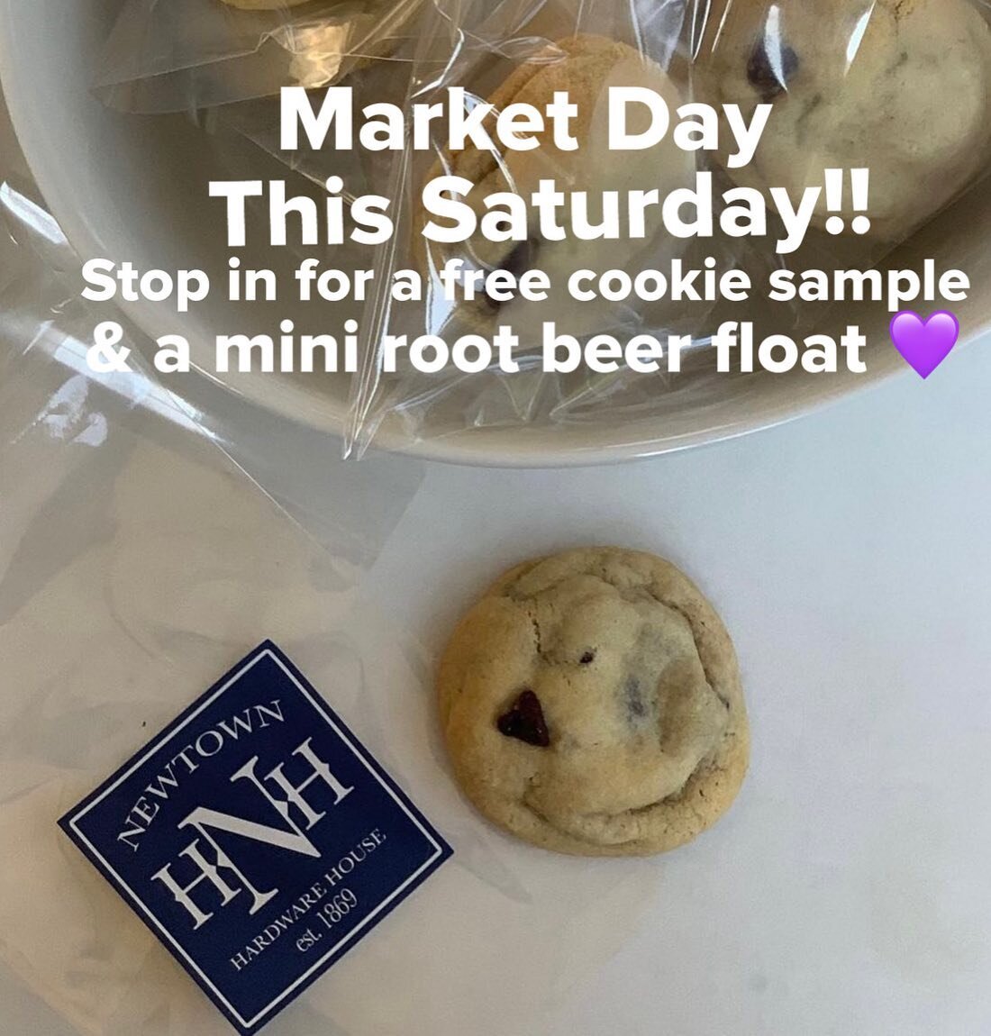 This Saturday is Market Day in Newtown Borough! We are hoping for a change in the weather forecast but either way we will be at the store with cookie samples and mini root beer floats and some vintage-y postcards….. feel free to donate a bit t