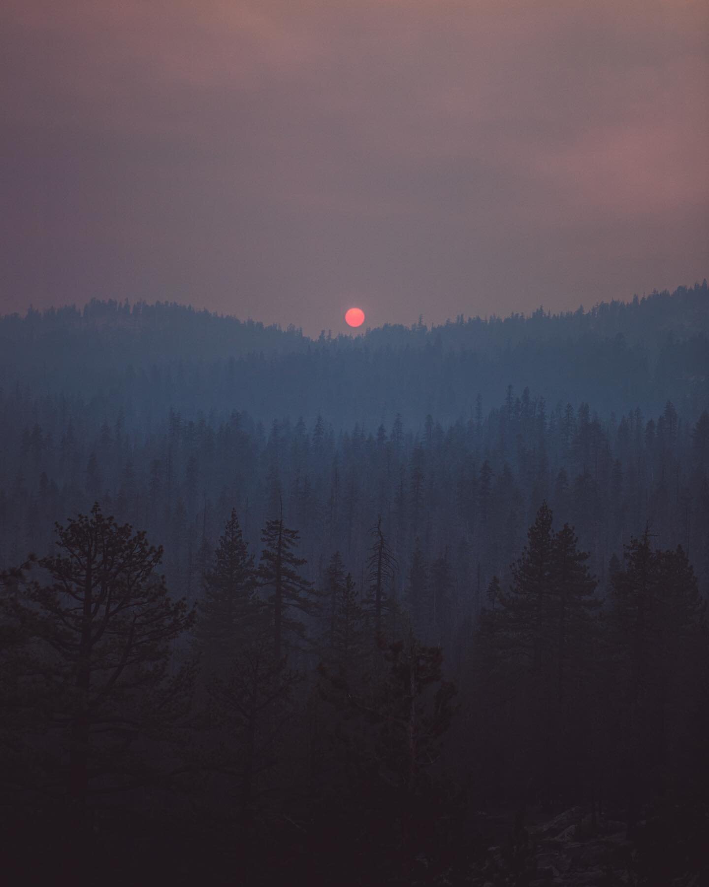 Sunset through Yosemite fires, 2008. the quality of light through the smoke throughout the day was so surreal, it became a point of inspiration years later, when I used the color palette from this and another photo to create the Sierra filter on inst