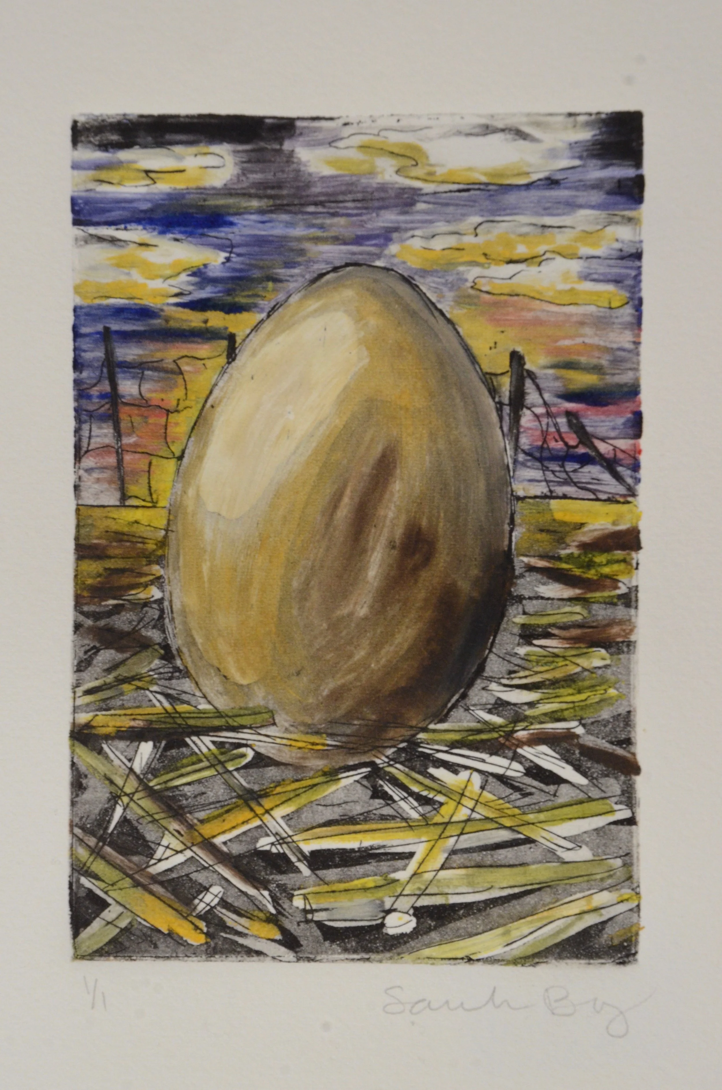 Sarah Bly Monoprint with etching Introduction to Printmaking