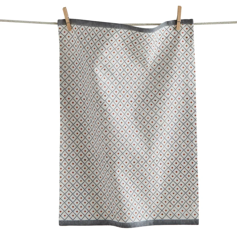 Dots Block Print Dishtowel