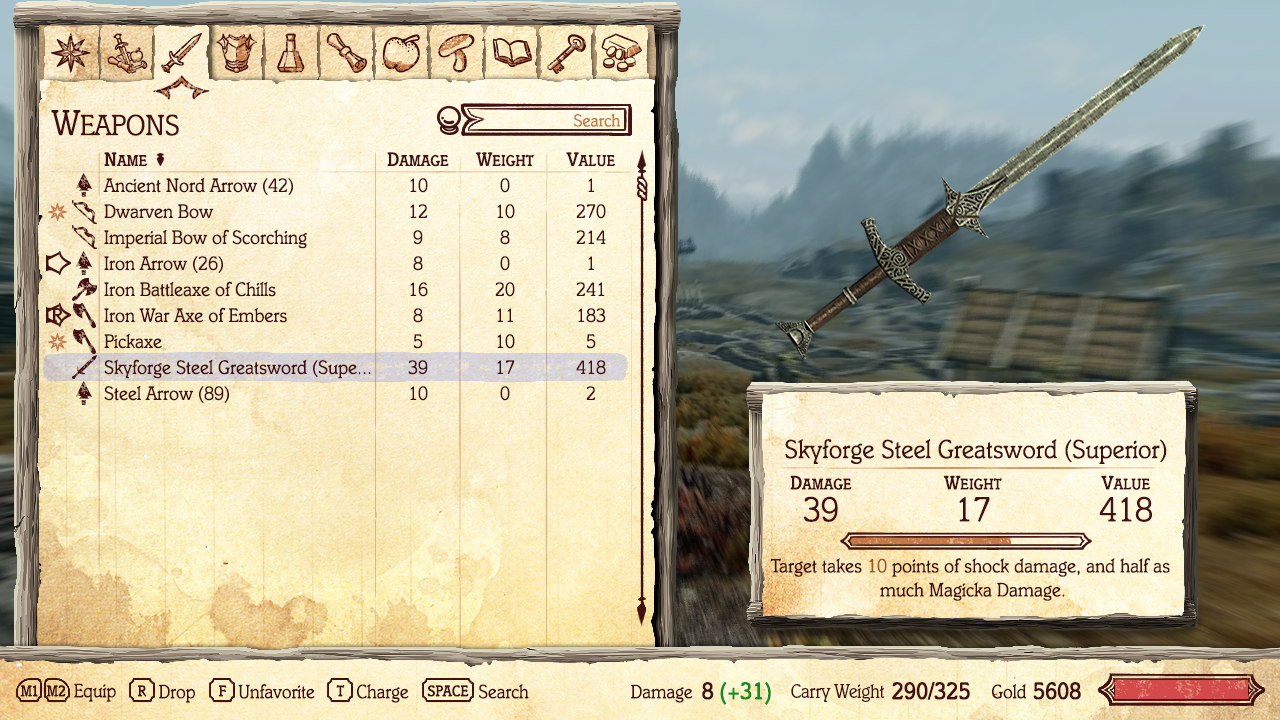 Skyrim UI redesign
