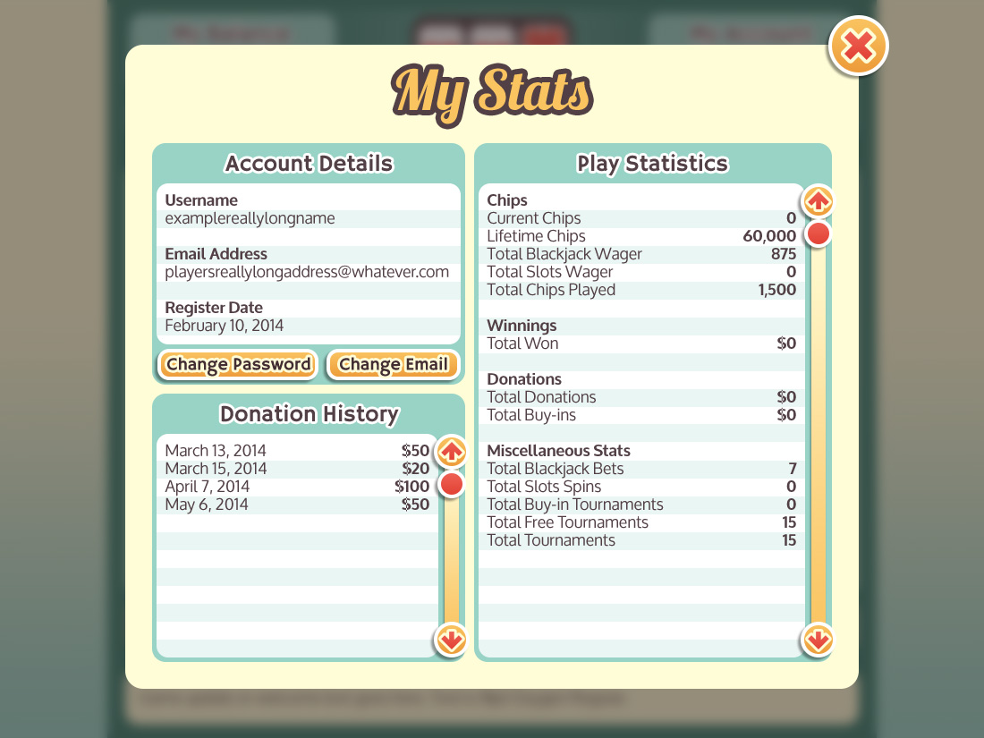Spin For Good UI - My Stats Pop-up