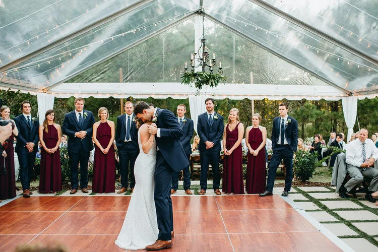 Photo by Anderson Shore Photography 40 x 60 Clear top with chandelier from Grand Rental Station