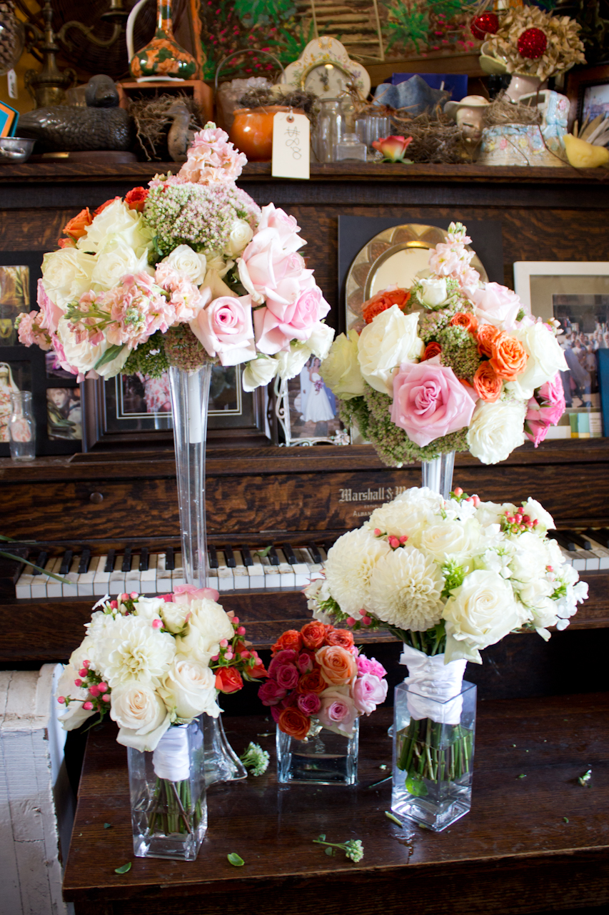 Bridal bouquet and centerpieces.