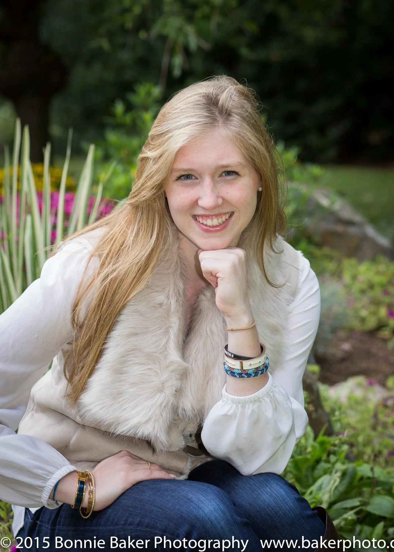 It is such a joy to be able to photograph in my new patio portrait garden! Here is a CCHS senior sitting on one of our new rocks, perfectly sized for portraits.