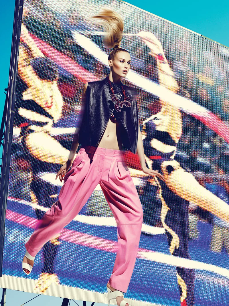 Vest, $1,325, pants, $1,995, and shoes, $525, all by Alexander Wang. Necklace, $4,480, By Lanvin.