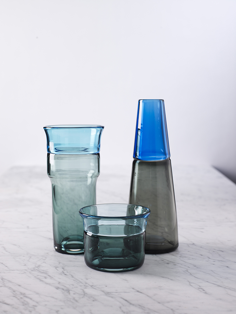  This bold piece features fused glass components that create visual division in an otherwise simple form.&nbsp;These vibrant vases are the latest in a new range of hand blown incalmo glass that we've been working on. The incalmo vase was&nbsp;exhibit