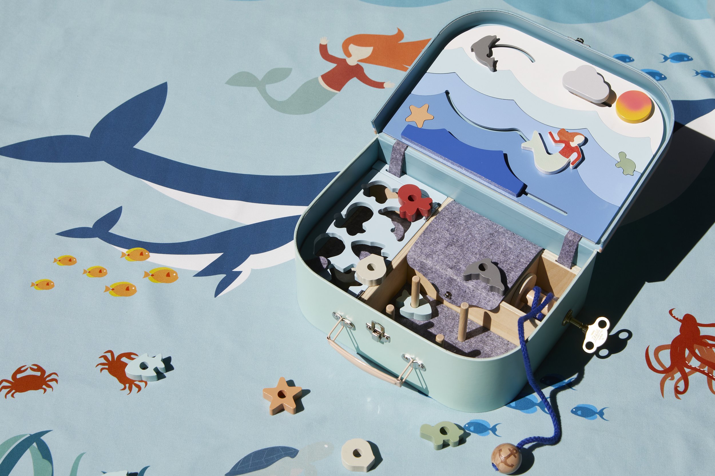 The Wonderful Little Suitcase Company - Product Shot - Ocean Suitcase w Playmat - Designer Image 02.jpg