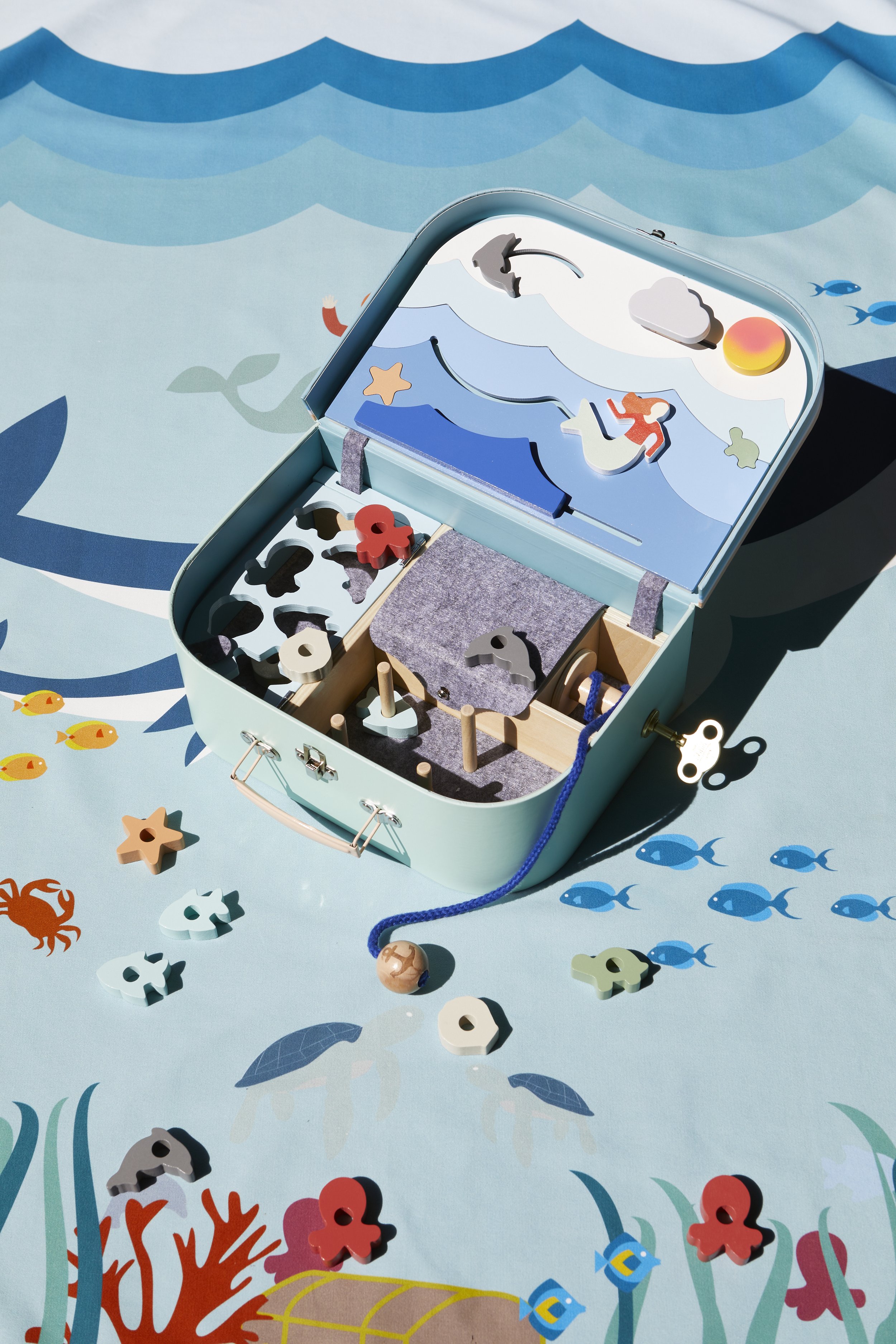 The Wonderful Little Suitcase Company - Product Shot - Ocean Suitcase w Playmat - Designer Image 01.jpg