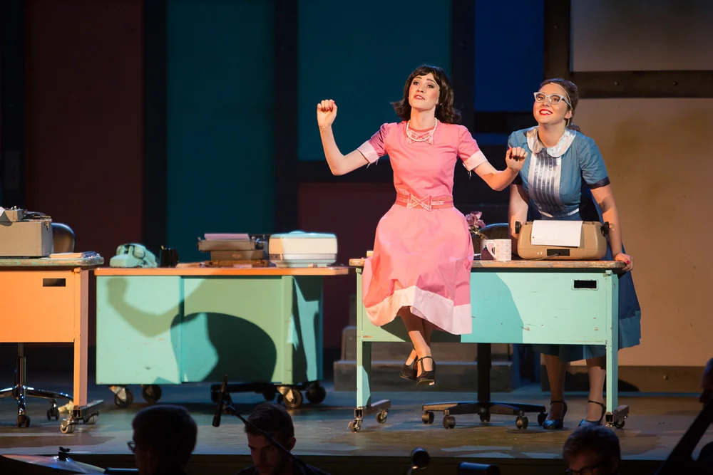 Santa Barbara High School Theater presents How to Succeed in Business without Really Trying. Directed by Otto Layman. Choreography by Christina McCarthy. Musical Direction by Jon Nathan. Light Design by Mik Madden. Costume Design by Bonnie Thor. www.sbhstheater.com. Photo: Isaac Hernández/IsaacHernandez.com