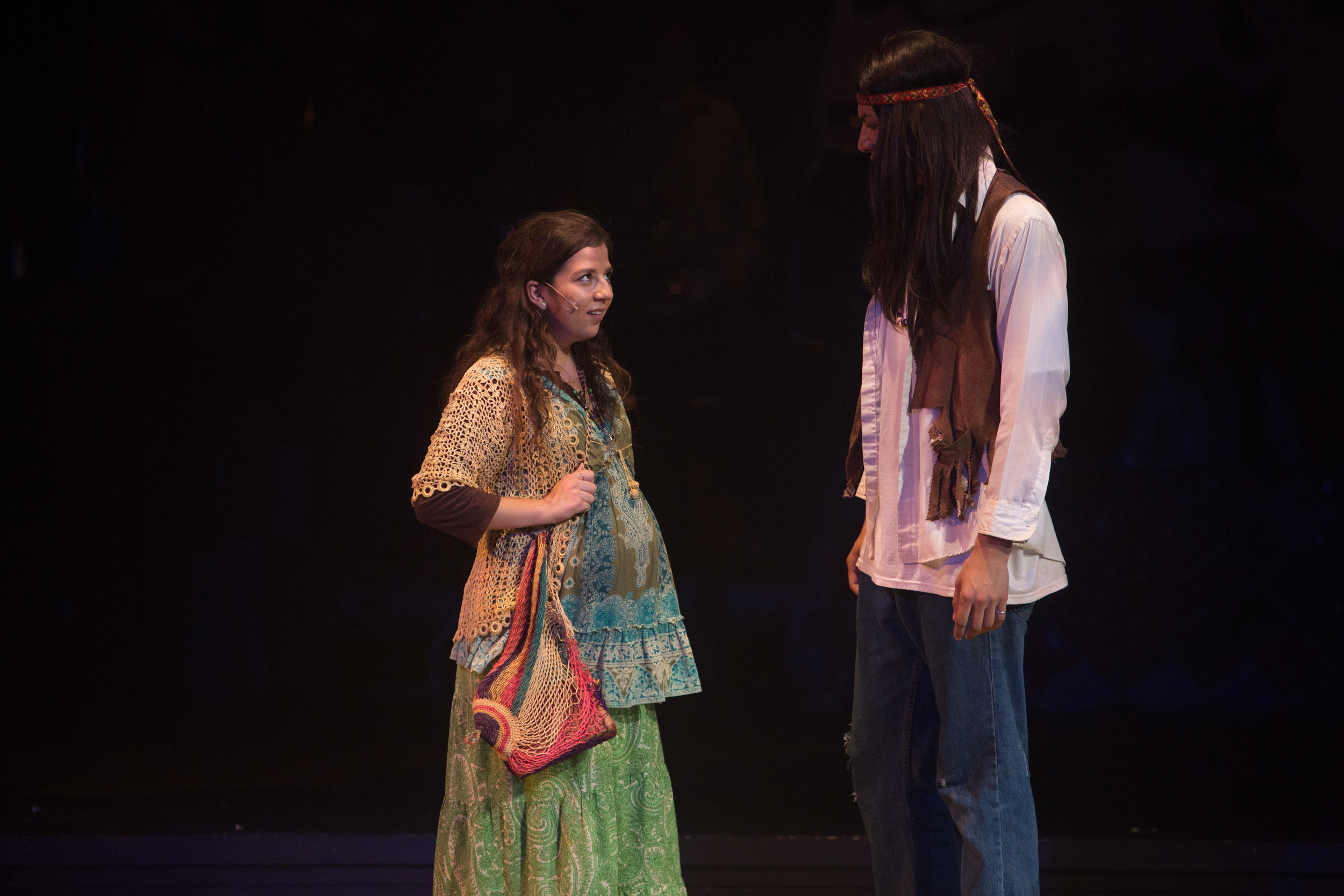 Hair the musical at Santa Barbara High School Theatre. Dircted by Otto Layman, Chrorgaphy by Jenna Tico, Musical Direction by Jon Nathan, Vocal Direction by Sio Tepper, Costume Design by Bonnie Thor, Light Design by Mike Madden, Set Design by Otto Layman, Technical Direction by Jonathan Mitchell, Projection Design by Beau Lettieri